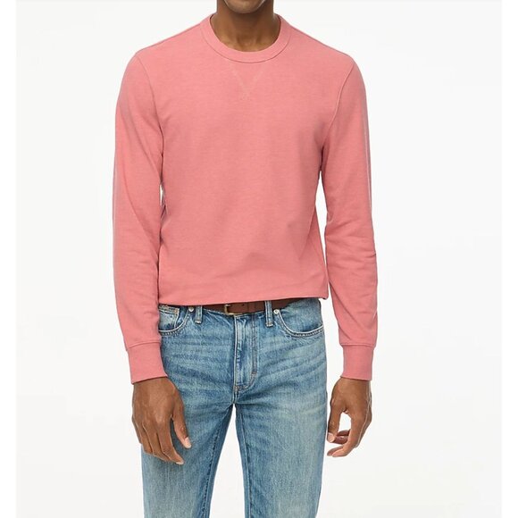 NWT J. Crew Factory Pink Soft Cotton-Blend Crewneck Sweatshirt Mens Size Large - Picture 1 of 10